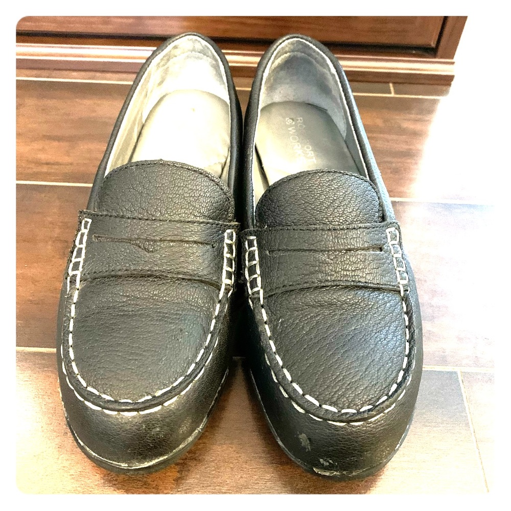 Rockport works W7 black steel toe safety loafers